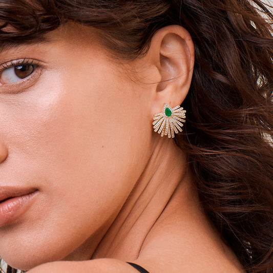 Aretes Eter Esmeralda dorado