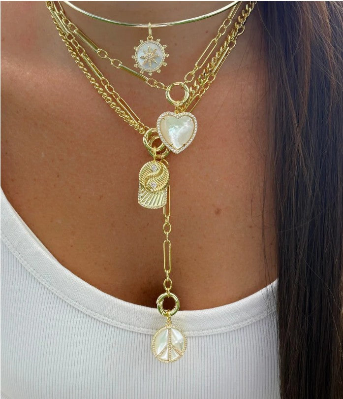 Cadena Dorada Fancy Link Push Clasp Lariat