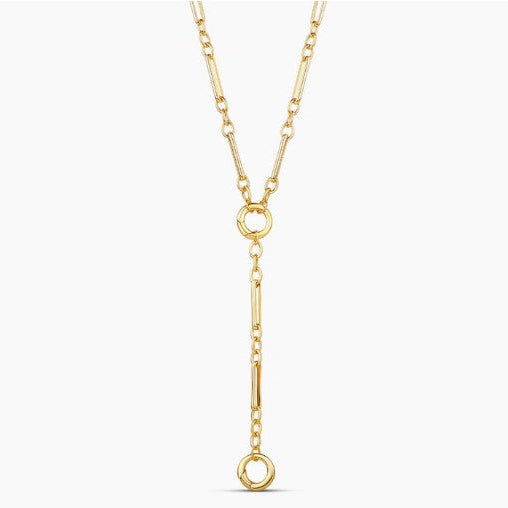 Cadena Plateada Fancy Link Push Clasp Lariat