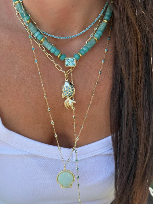 Seafoam Aqua Stone Necklace