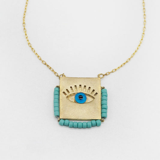 Cadena dorada Evil Eye cuadrado