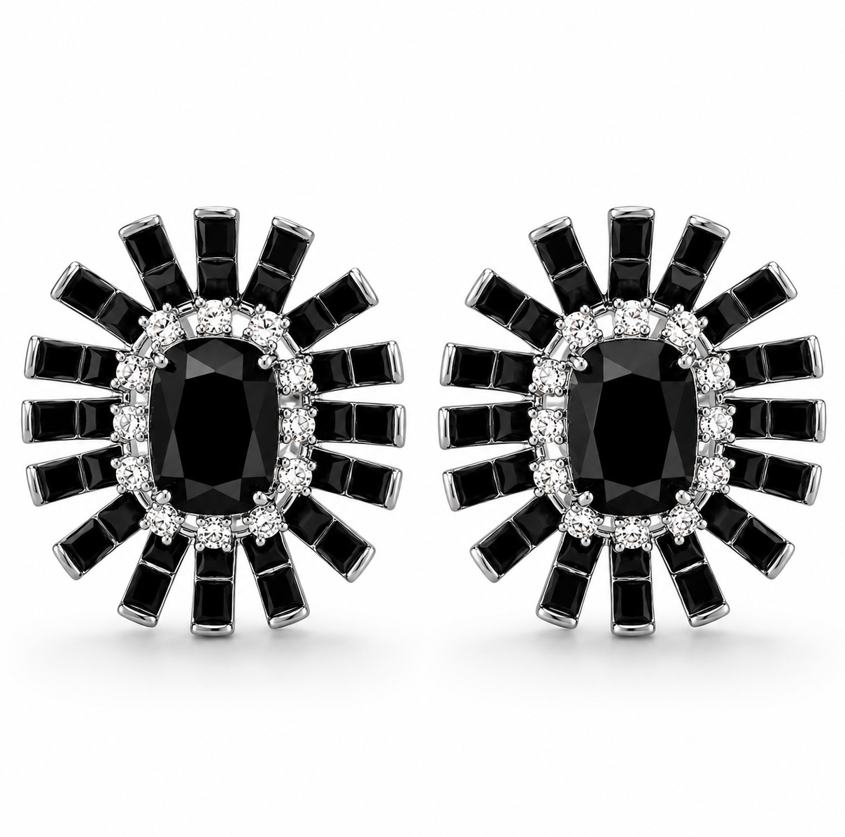 Aretes Plateados Onyxa