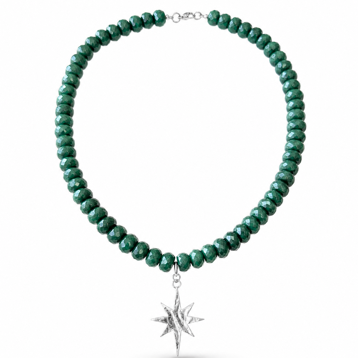 Collar Selva Malaquita Facetada con dije Estrella