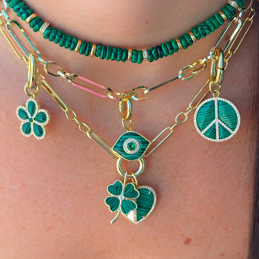 Dije Malaquita Evil Eye Green