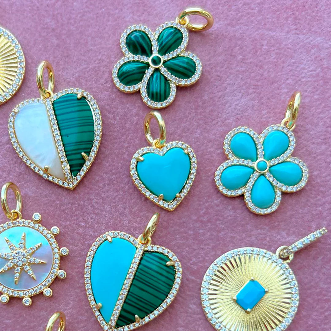 Dije Malaquita Flower Charm