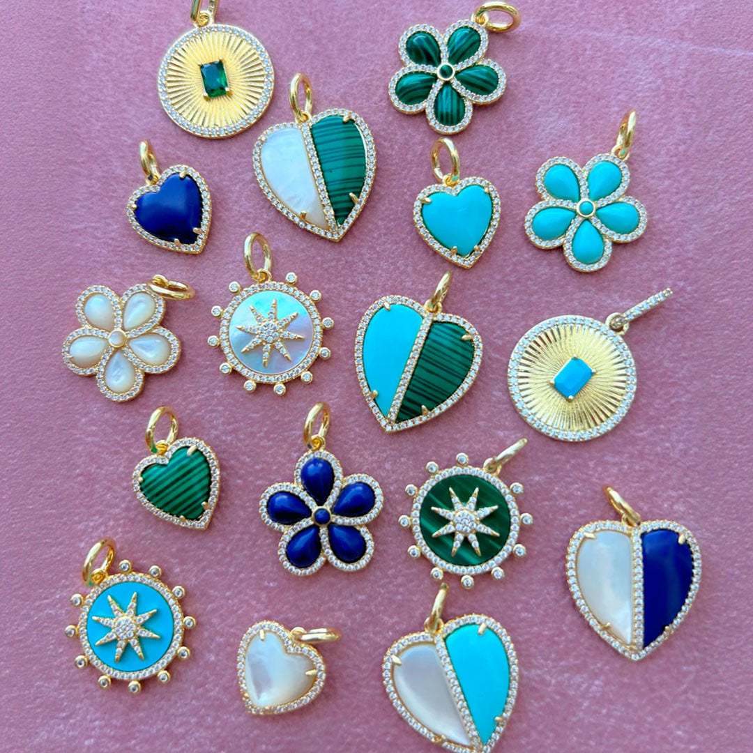 Dije Malaquita Flower Charm