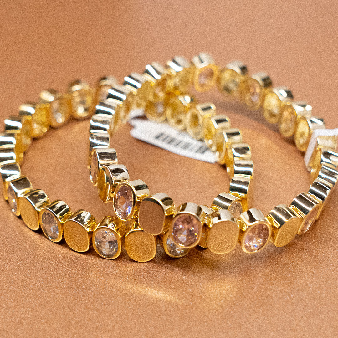 Pulsera dorada white oval Stretchy