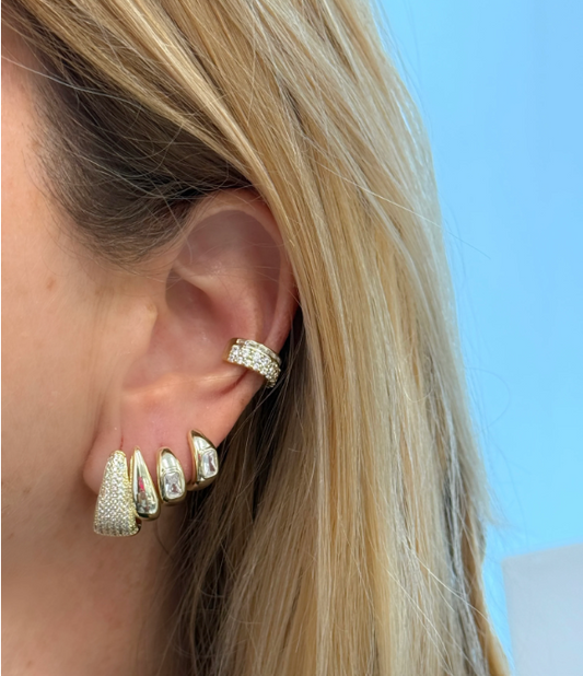 Aretes Golden Double Hoops