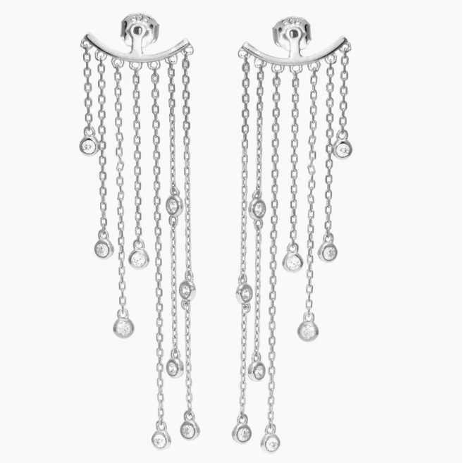 Aretes Bezel Fringe Backs