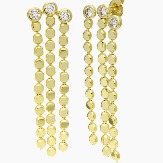 Aretes Triple Bezel Falling Gold