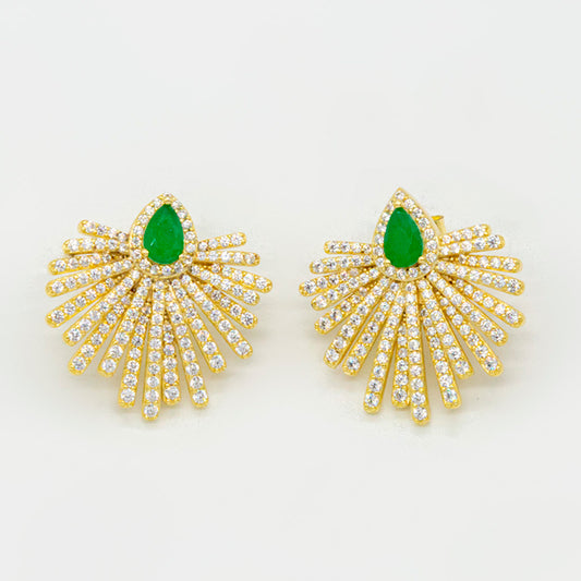 Aretes Eter Esmeralda dorado