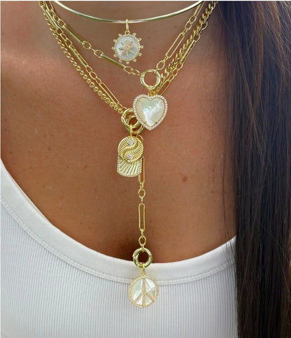 Cadena Dorada Fancy Link Push Clasp Lariat