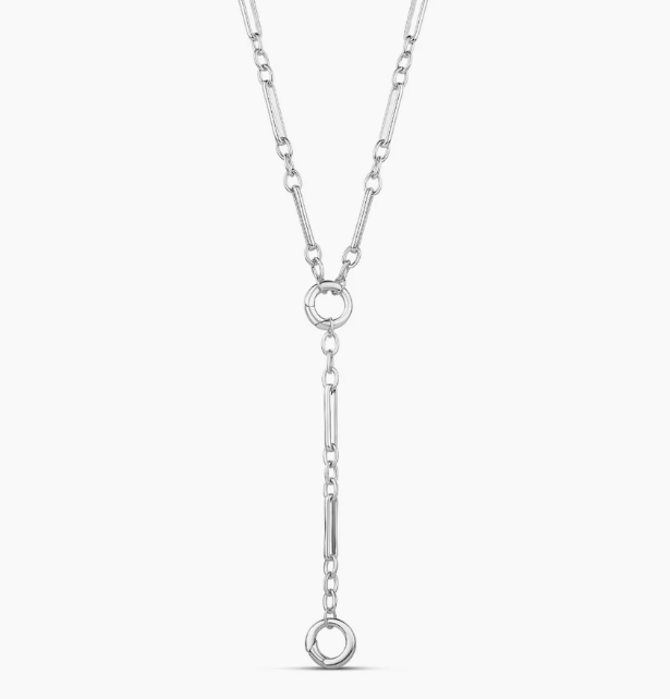 Cadena Plateada Fancy Link Push Clasp Lariat