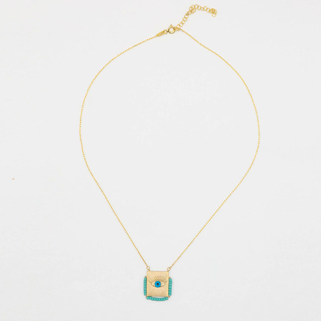 Cadena dorada Evil Eye cuadrado