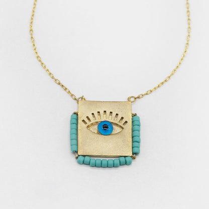 Cadena dorada Evil Eye cuadrado