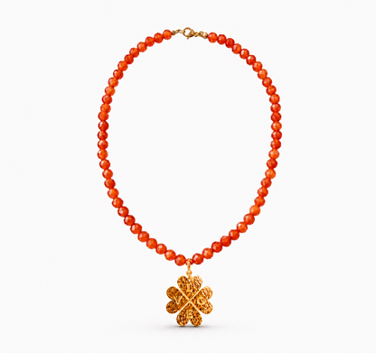Collar Solara Cornalina |Dije Trébol LOVE