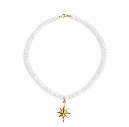 Collar Estelar Opalo con dije de Estrella Dorada