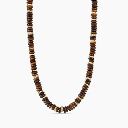 Collar Tiger Eye Pukka dorado |Joya bohemia Minimalista