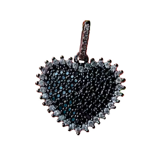 Dije de corazón negro bordes brillantes