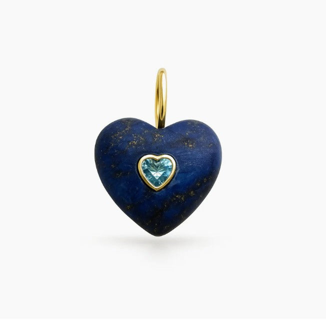 Dije Heart Gem Piedra Natural
