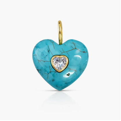 Dije Heart Gem Piedra Natural