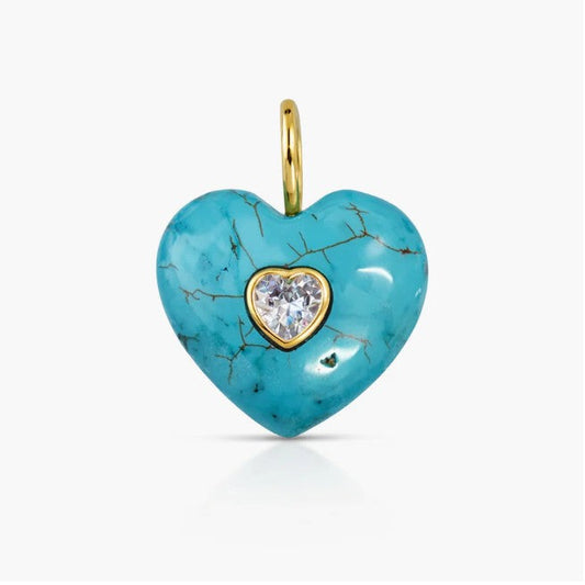 Dije Heart Gem Piedra Natural