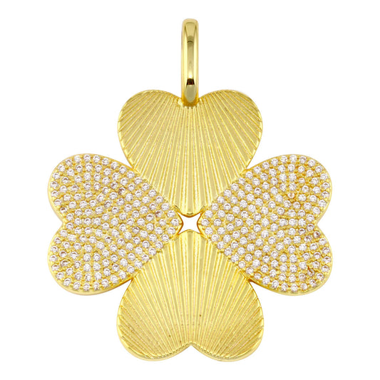 Fluted Heart Clover Charm