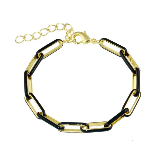 Pulsera Black Enamel Paperclip