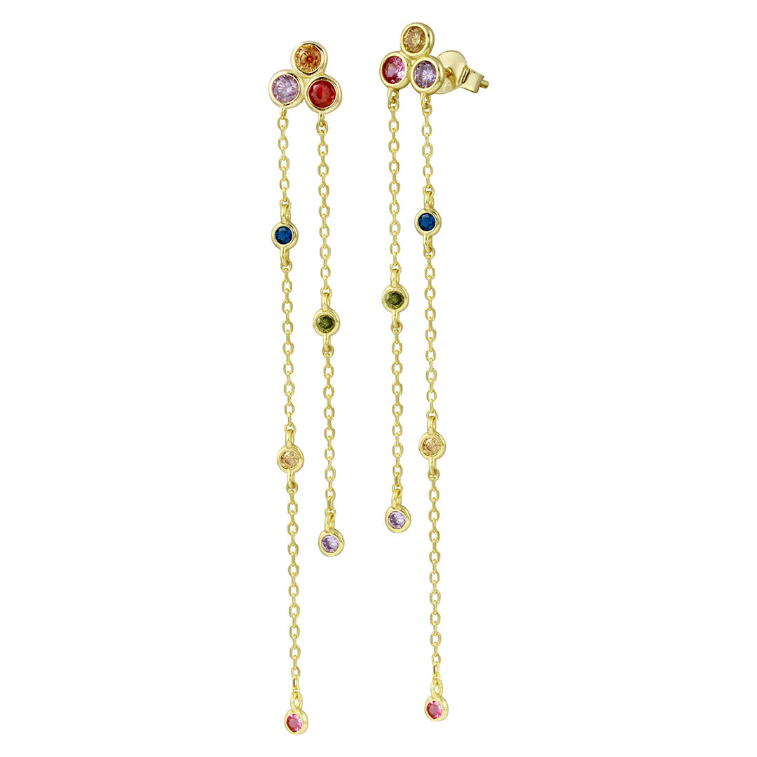 Rainbow Bezel DBY Chain Earrings