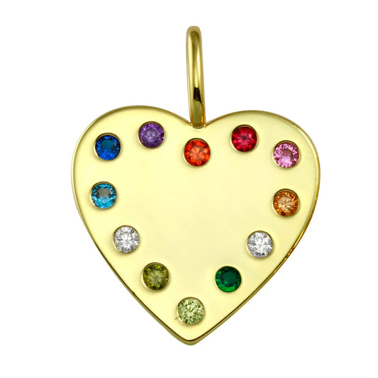Rainbow Stones Heart Charm