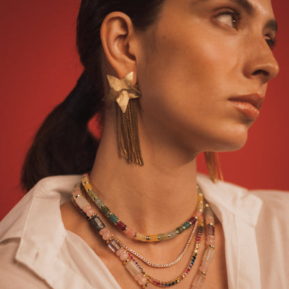 Collar Sunset Pukka | Cadena multicolor Dorada