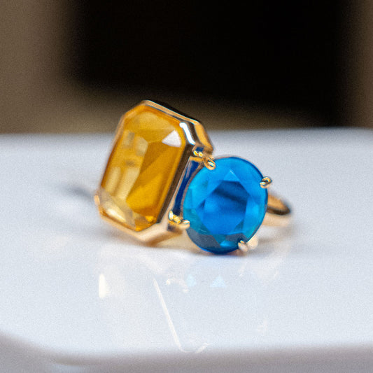 Anillo Yellow-Blue Dorado
