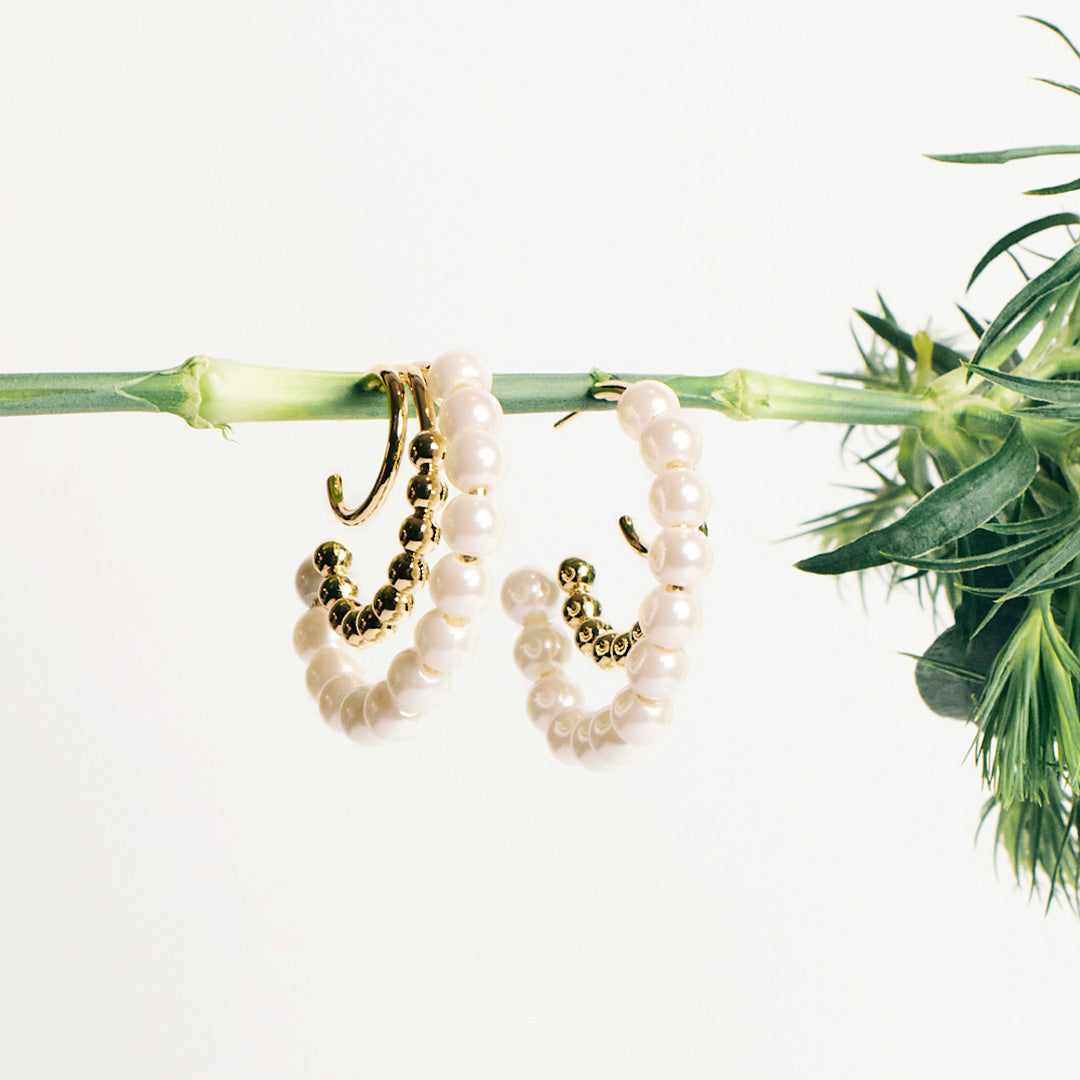 Aretes Trio Pearl hoop