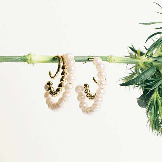 Aretes Trio Pearl hoop