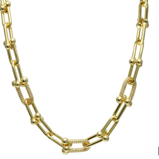 Cadena dorada U-link Pave