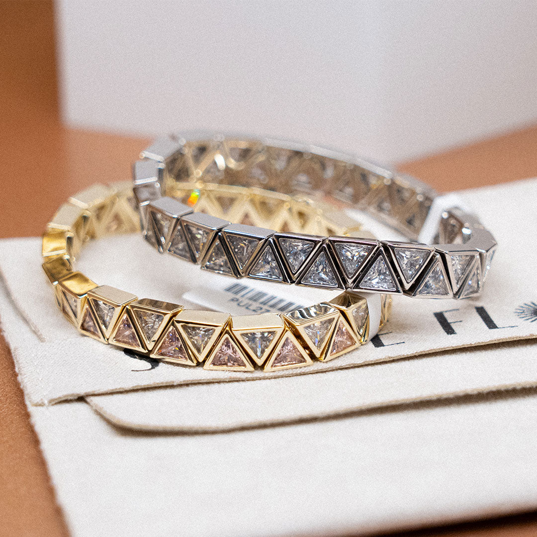 Pulsera Plateada all triangle stretchy