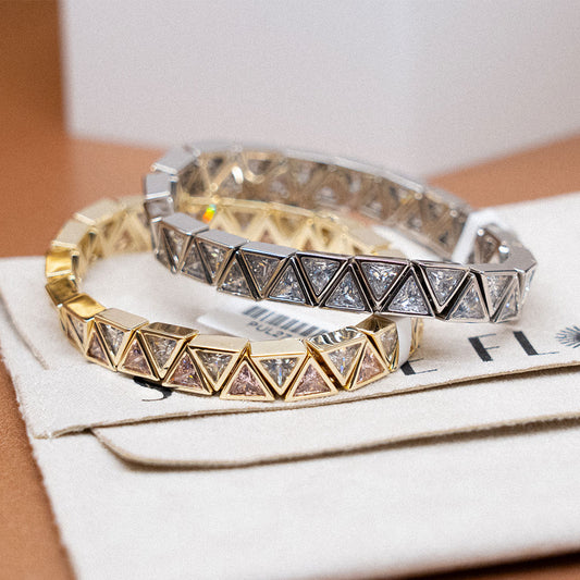 Pulsera Plateada all triangle stretchy