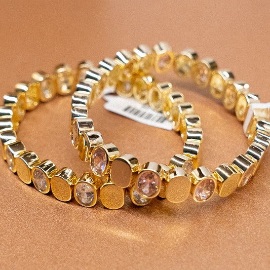 Pulsera dorada white oval Stretchy