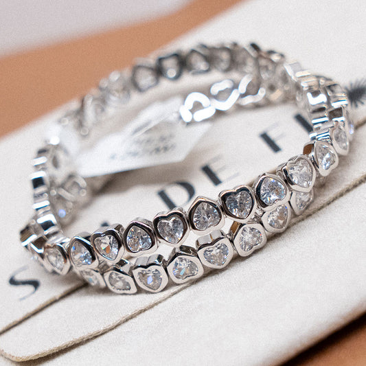 Pulsera plateada mini white heart